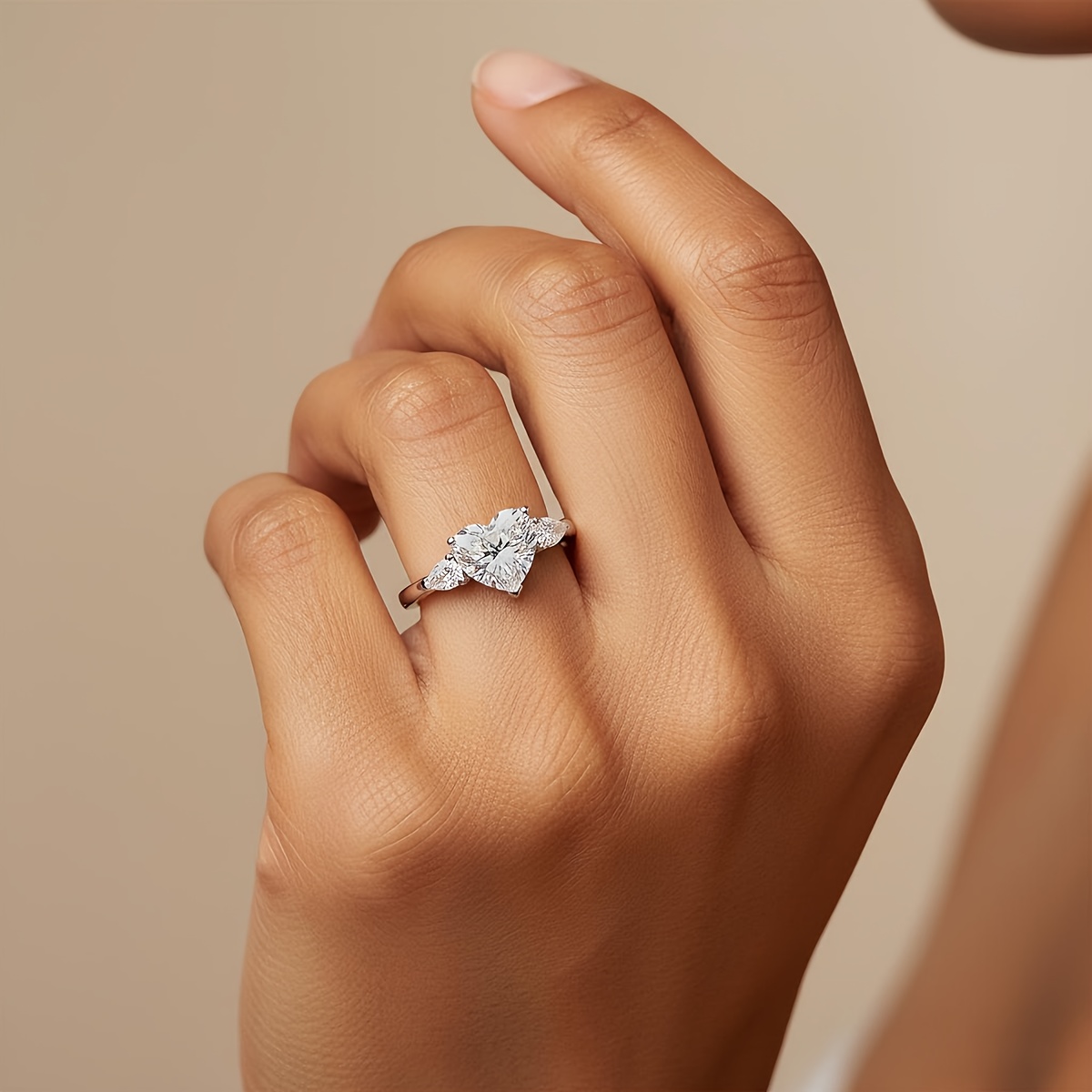 Women's Cube Heart-Shaped Teardrop Ring, Casual Versatile Gift